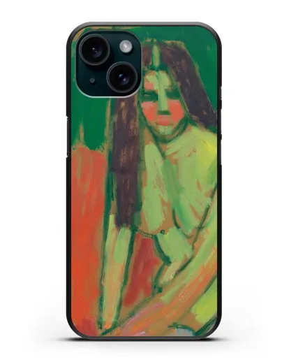 Чехол Полуобнаженная фигура с длинными волосами сидит согнувшись (Явленский Алексей) силиконовый для iPhone 15