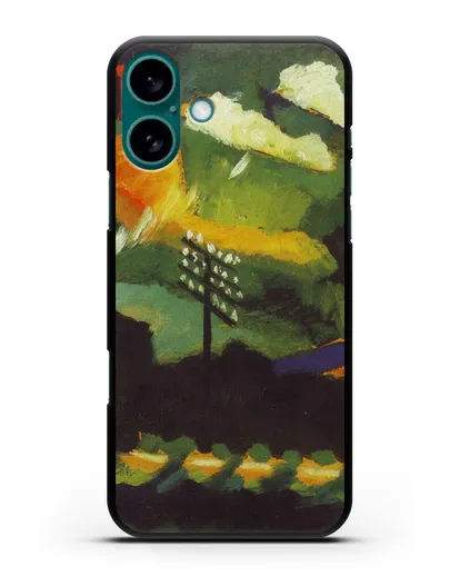 Чехол Вид Мурнау с железной дорогой и замком (Кандинский Василий) силиконовый для iPhone 16 Plus