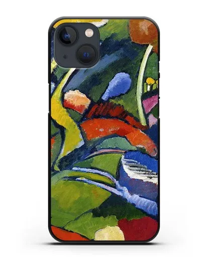 Чехол Два всадника и лежащая фигура (Кандинский Василий) силиконовый для iPhone 13