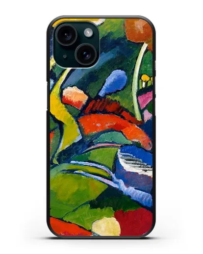 Чехол Два всадника и лежащая фигура (Кандинский Василий) силиконовый для iPhone 15