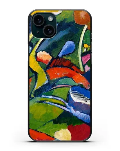 Чехол Два всадника и лежащая фигура (Кандинский Василий) силиконовый для iPhone 15 Plus