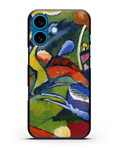 Чехол Два всадника и лежащая фигура (Кандинский Василий) силиконовый для iPhone 16