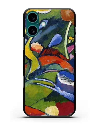 Чехол Два всадника и лежащая фигура (Кандинский Василий) силиконовый для iPhone 16 Plus