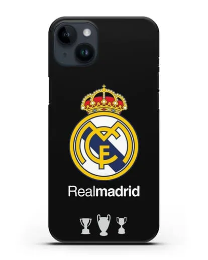 Чехол Реал Мадрид с логотипом и кубками силиконовый для iPhone 14 Plus