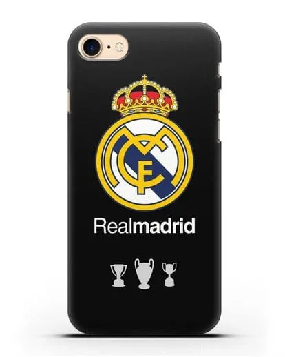 Чехол Реал Мадрид с логотипом и кубками силиконовый для iPhone 8