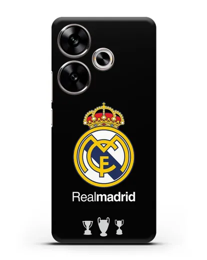 Чехол Реал Мадрид с логотипом и кубками силиконовый для Xiaomi Poco F6