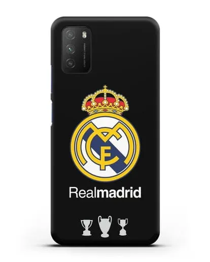 Чехол Реал Мадрид с логотипом и кубками силиконовый для Xiaomi Poco M3