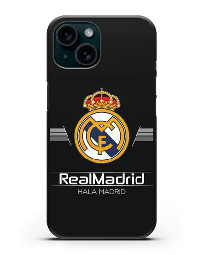 Чехол с логотипом Real Madrid и надписью Hala Madrid силиконовый для iPhone 15