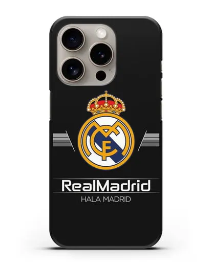 Чехол с логотипом Real Madrid и надписью Hala Madrid силиконовый для iPhone 15 Pro