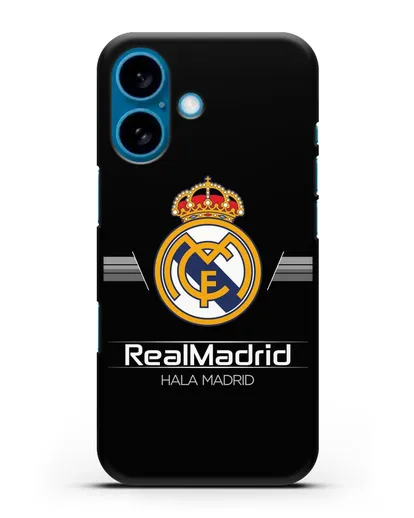 Чехол с логотипом Real Madrid и надписью Hala Madrid силиконовый для iPhone 16