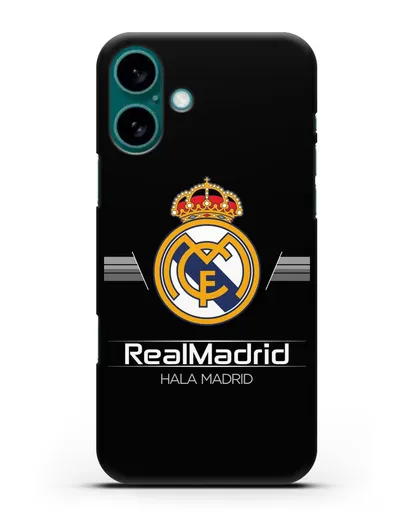 Чехол с логотипом Real Madrid и надписью Hala Madrid силиконовый для iPhone 16 Plus