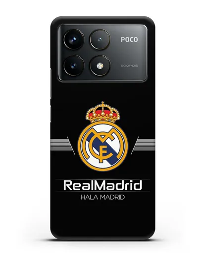 Чехол с логотипом Real Madrid и надписью Hala Madrid силиконовый для Xiaomi Poco F6 Pro