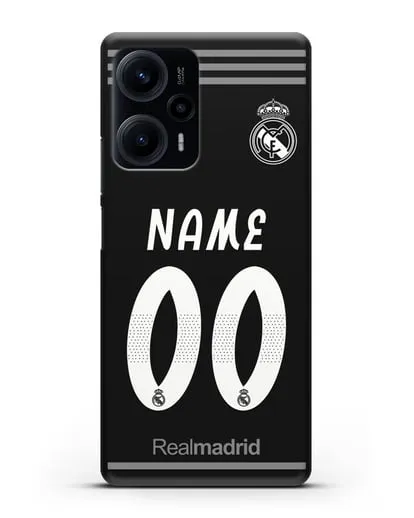 Именной чехол Реал Мадрид с фамилией и номером (сезон 2018-2019) черная форма силиконовый для Xiaomi Poco F5