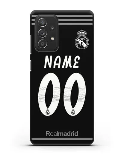Именной чехол Реал Мадрид с фамилией и номером (сезон 2018-2019) черная форма силиконовый для Samsung Galaxy A53