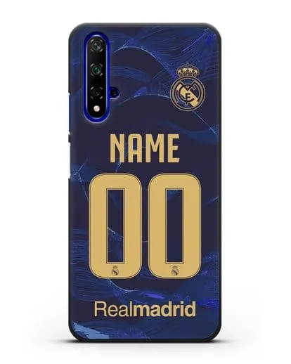 Именной чехол Реал Мадрид с фамилией и номером (сезон 2019-2020) синяя форма силиконовый для Honor 20