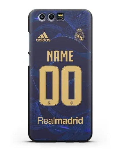 Именной чехол Реал Мадрид с фамилией и номером (сезон 2019-2020) синяя форма силиконовый для Honor 9