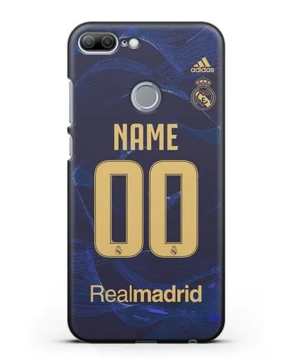 Именной чехол Реал Мадрид с фамилией и номером (сезон 2019-2020) синяя форма силиконовый для Honor 9 Lite