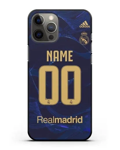 Именной чехол Реал Мадрид с фамилией и номером (сезон 2019-2020) синяя форма силиконовый для iPhone 12 Pro Max
