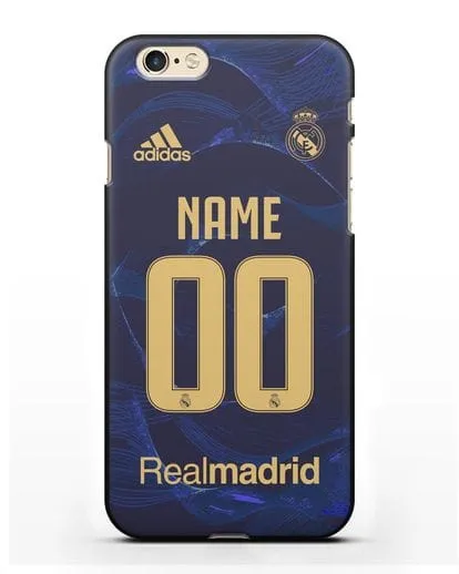 Именной чехол Реал Мадрид с фамилией и номером (сезон 2019-2020) синяя форма силиконовый для iPhone 6