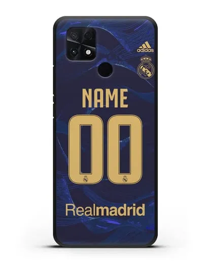 Именной чехол Реал Мадрид с фамилией и номером (сезон 2019-2020) синяя форма силиконовый для Xiaomi Poco C40