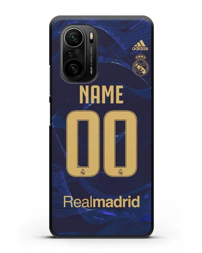 Именной чехол Реал Мадрид с фамилией и номером (сезон 2019-2020) синяя форма силиконовый для Xiaomi Poco F3 Pro