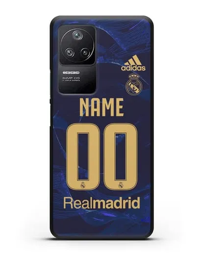 Именной чехол Реал Мадрид с фамилией и номером (сезон 2019-2020) синяя форма силиконовый для Xiaomi Poco F4