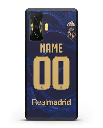 Именной чехол Реал Мадрид с фамилией и номером (сезон 2019-2020) синяя форма силиконовый для Xiaomi Poco F4 GT