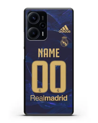 Именной чехол Реал Мадрид с фамилией и номером (сезон 2019-2020) синяя форма силиконовый для Xiaomi Poco F5