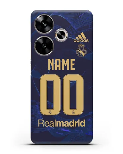 Именной чехол Реал Мадрид с фамилией и номером (сезон 2019-2020) синяя форма силиконовый для Xiaomi Poco F6