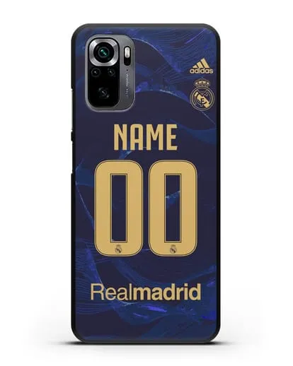 Именной чехол Реал Мадрид с фамилией и номером (сезон 2019-2020) синяя форма силиконовый для Xiaomi Poco M5s