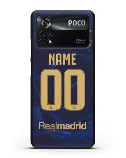Именной чехол Реал Мадрид с фамилией и номером (сезон 2019-2020) синяя форма силиконовый для Xiaomi Poco X4 Pro
