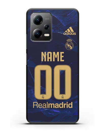 Именной чехол Реал Мадрид с фамилией и номером (сезон 2019-2020) синяя форма силиконовый для Xiaomi Poco X5