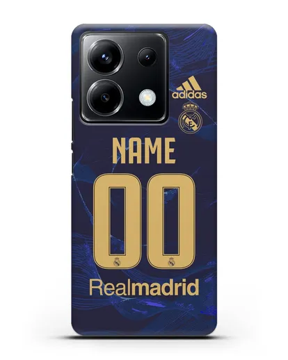 Именной чехол Реал Мадрид с фамилией и номером (сезон 2019-2020) синяя форма силиконовый для Xiaomi Poco X6