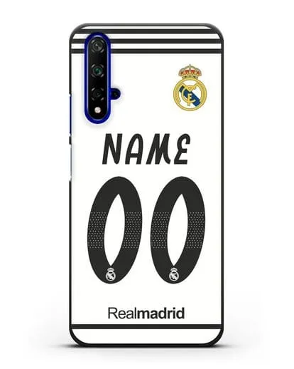 Именной чехол Реал Мадрид с фамилией и номером (сезон 2018-2019) белая форма силиконовый для Honor 20