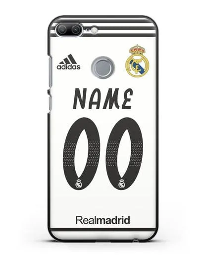 Именной чехол Реал Мадрид с фамилией и номером (сезон 2018-2019) белая форма силиконовый для Honor 9 Lite