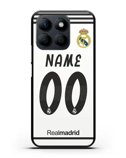 Именной чехол Реал Мадрид с фамилией и номером (сезон 2018-2019) белая форма силиконовый для Honor X8b