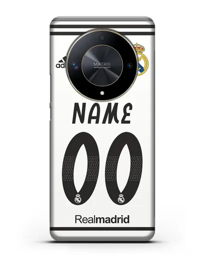 Именной чехол Реал Мадрид с фамилией и номером (сезон 2018-2019) белая форма силиконовый для Honor X9b