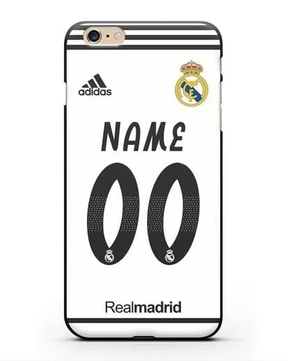 Именной чехол Реал Мадрид с фамилией и номером (сезон 2018-2019) белая форма силиконовый для iPhone 6 Plus