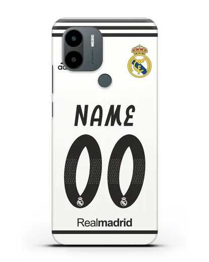 Именной чехол Реал Мадрид с фамилией и номером (сезон 2018-2019) белая форма силиконовый для Xiaomi Poco C51