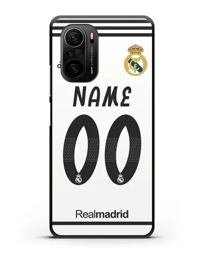Именной чехол Реал Мадрид с фамилией и номером (сезон 2018-2019) белая форма силиконовый для Xiaomi Poco F3 Pro