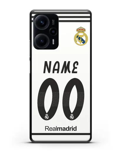 Именной чехол Реал Мадрид с фамилией и номером (сезон 2018-2019) белая форма силиконовый для Xiaomi Poco F5