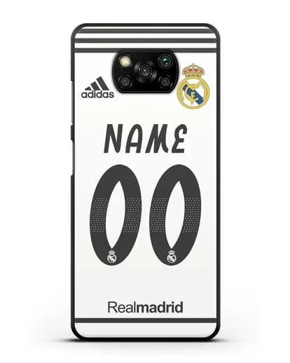 Именной чехол Реал Мадрид с фамилией и номером (сезон 2018-2019) белая форма силиконовый для Xiaomi Poco X3