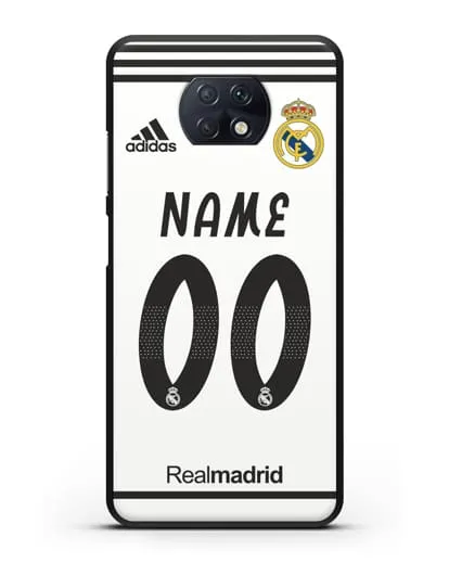 Именной чехол Реал Мадрид с фамилией и номером (сезон 2018-2019) белая форма силиконовый для Xiaomi Redmi Note 9T