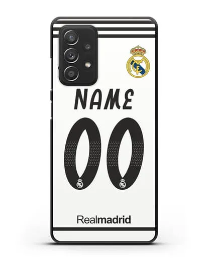 Именной чехол Реал Мадрид с фамилией и номером (сезон 2018-2019) белая форма силиконовый для Samsung Galaxy A53