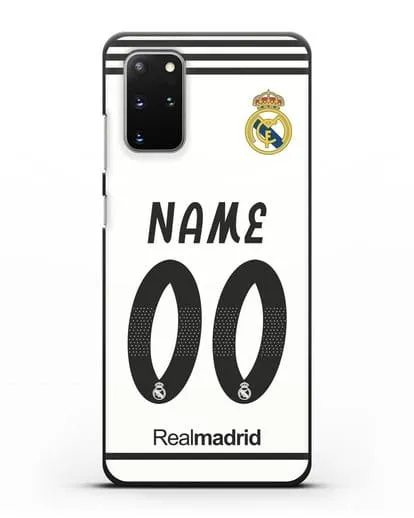Именной чехол Реал Мадрид с фамилией и номером (сезон 2018-2019) белая форма силиконовый для Samsung Galaxy S20 Plus [SM-G985F]