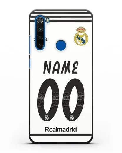 Именной чехол Реал Мадрид с фамилией и номером (сезон 2018-2019) белая форма силиконовый для Xiaomi Redmi Note 8