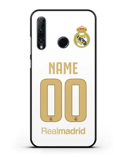 Именной чехол Реал Мадрид с фамилией и номером (сезон 2019-2020) белая форма силиконовый для Honor 20e