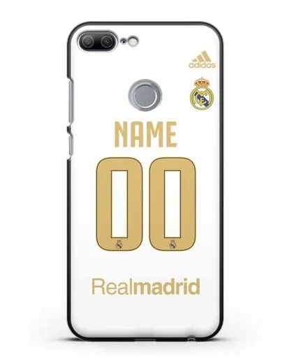 Именной чехол Реал Мадрид с фамилией и номером (сезон 2019-2020) белая форма силиконовый для Honor 9 Lite