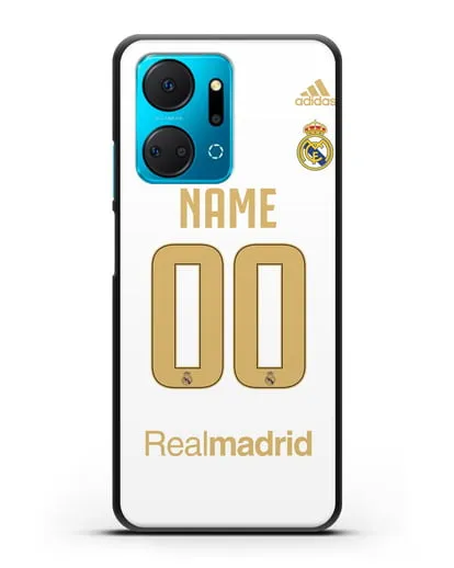 Именной чехол Реал Мадрид с фамилией и номером (сезон 2019-2020) белая форма силиконовый для Honor X7a Plus