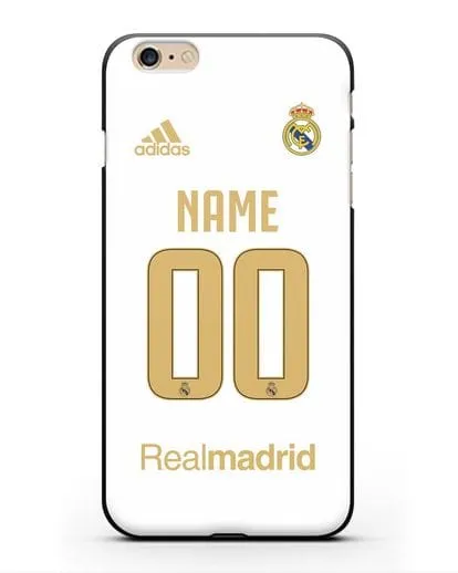 Именной чехол Реал Мадрид с фамилией и номером (сезон 2019-2020) белая форма силиконовый для iPhone 6s Plus